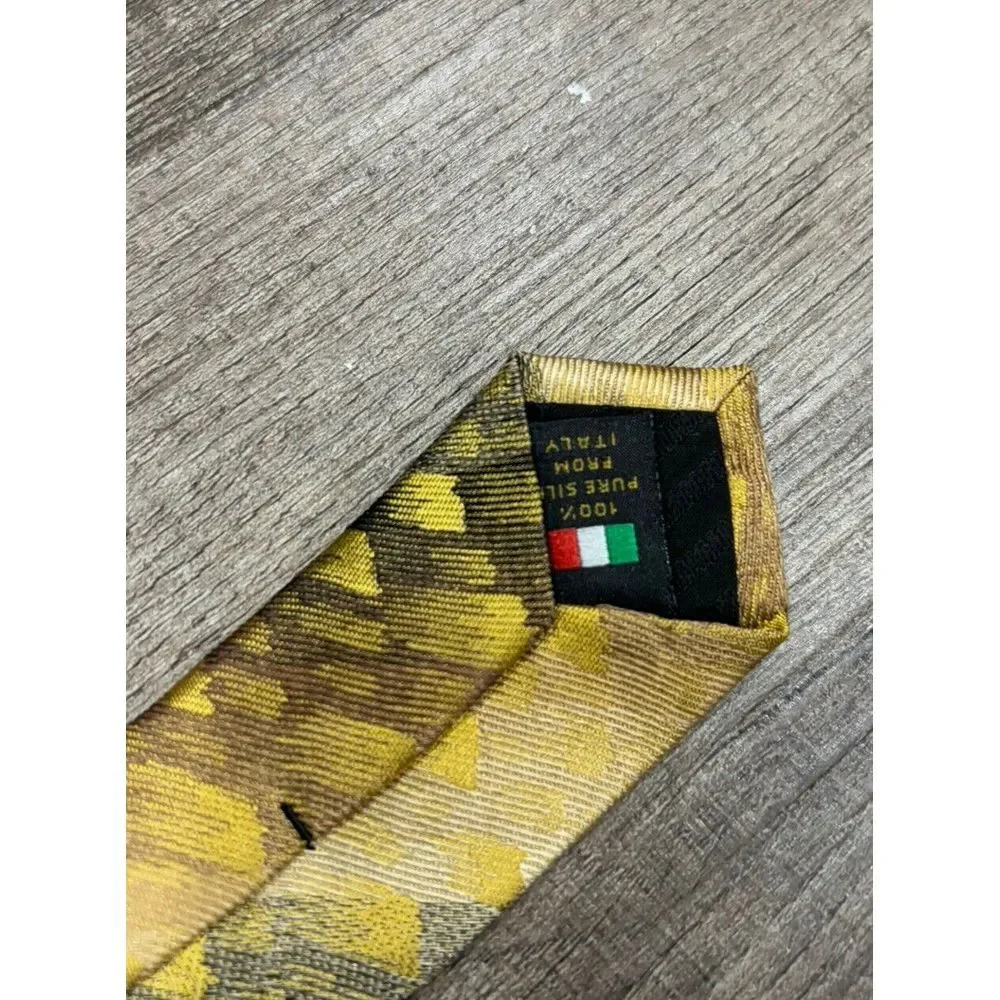 SERICA Men's Tie Golden‎ Abstract  Luxury Silk Necktie NWT